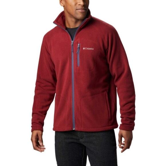 Columbia Mens Red Interchange Fast Trek II Full Zip Fleece Jacket Outdoor Size M - Picture 1 of 11
